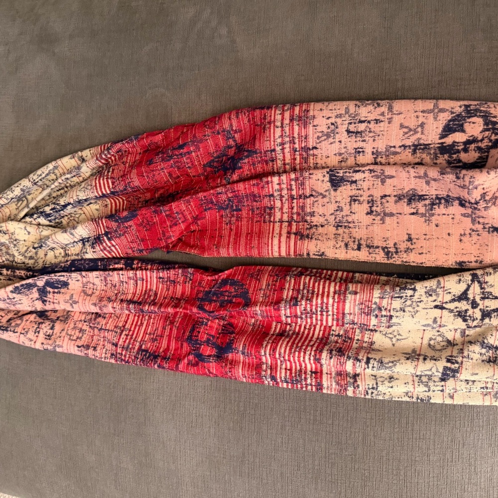 Louis Vuitton Red and Beige Patterned Scarf